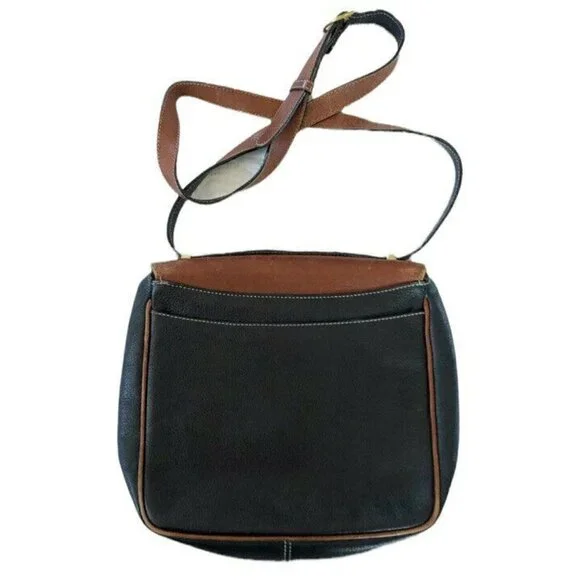 Bally Vintage Black and Brown Leather Crossbody Flap Front Bag - Picture 2 of 11
